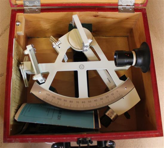 Modern German yacht sextant in a wooden case